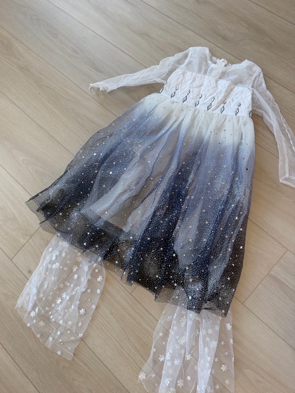 Girls Ombre Star Tulle Costume Dress - White to Black
